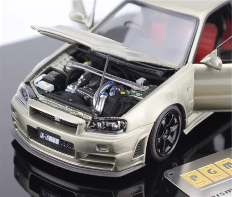 1:43 Nissan GTR Nismo R34 Z-TUNE  Emerald Green  PGM x onemodel Deluxe Edition Black base Limited Edition 688PCS ONLY DIECAST Car Model