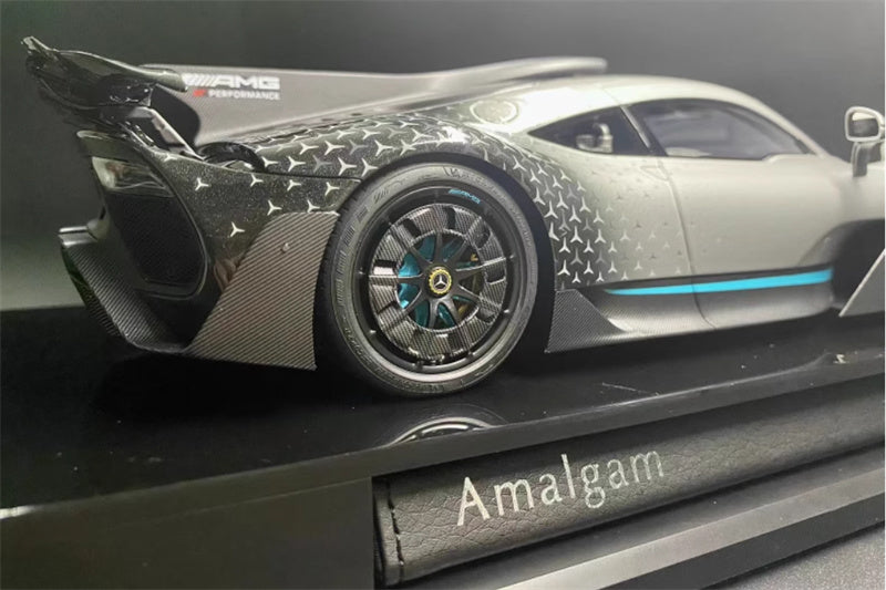 Amalgam Mercedes Benz AMG ONE sports car silver 1:18 Car Pre-built Model view3