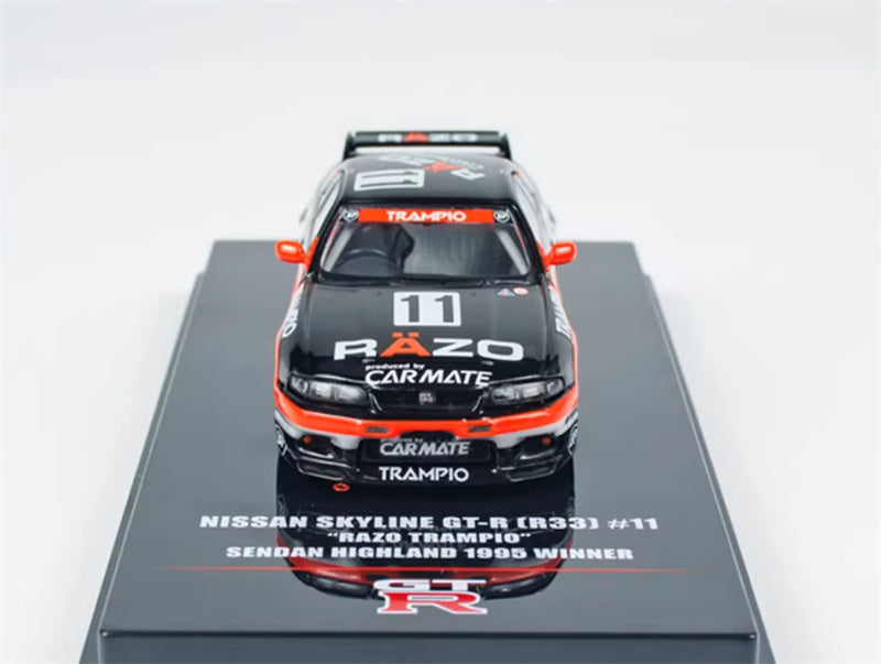 INNO64 Nissan SKYLINE GT-R R33 # 11 RAZO Black 1:64 car Pre-built Model view4