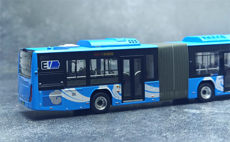 Beijing Public Transport Foton Ouhui New Energy BJ6160 300 Outer Ring Xiangyun Blue Articulated Bus 1:64 Bus Pre-built Model view6