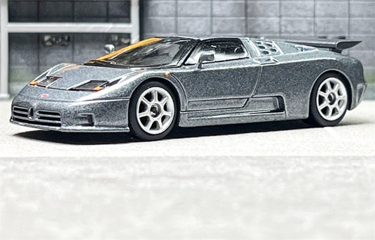 MINIGT Bugatti EB110 super Sport Grigio Scuro color box packaging 1:64 Car Pre-built Model view1