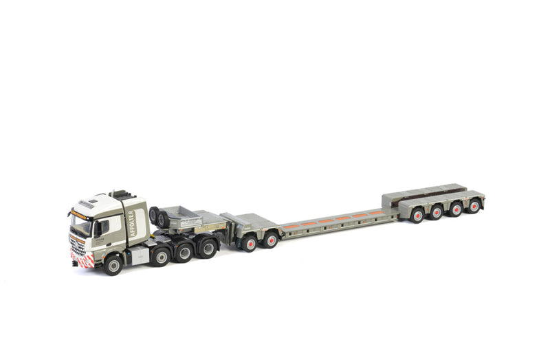 WSI MERCEDES BENZ AROCS MP4 2.300 STREAM SPACE 8X6 LOW LOADER | EURO - 4 AXLE | DOLLY - 2 AXLE Affolter 1:50 DIECAST Truck Lorry