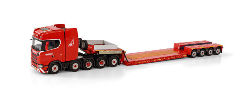 WSI SCANIA S HIGHLINE CS20H 10X4 LOW LOADER - 4 AXLE NOOTEBOOM RED LINE 1/50 DIECAST Truck Lorry
