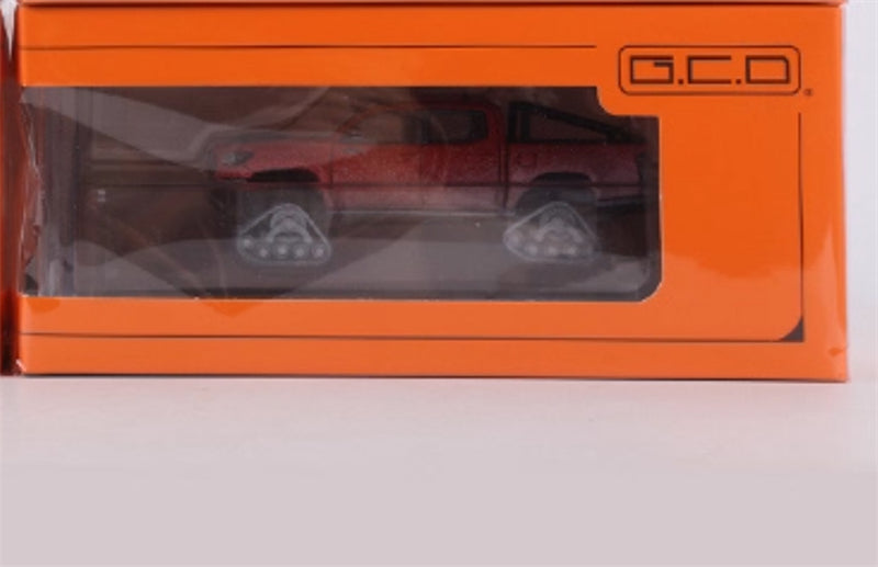 GCD Toyota Tacoma Snow Edition with tank track Snowflake Orange Red LHD 1:64 Truck Pre-built Model view8