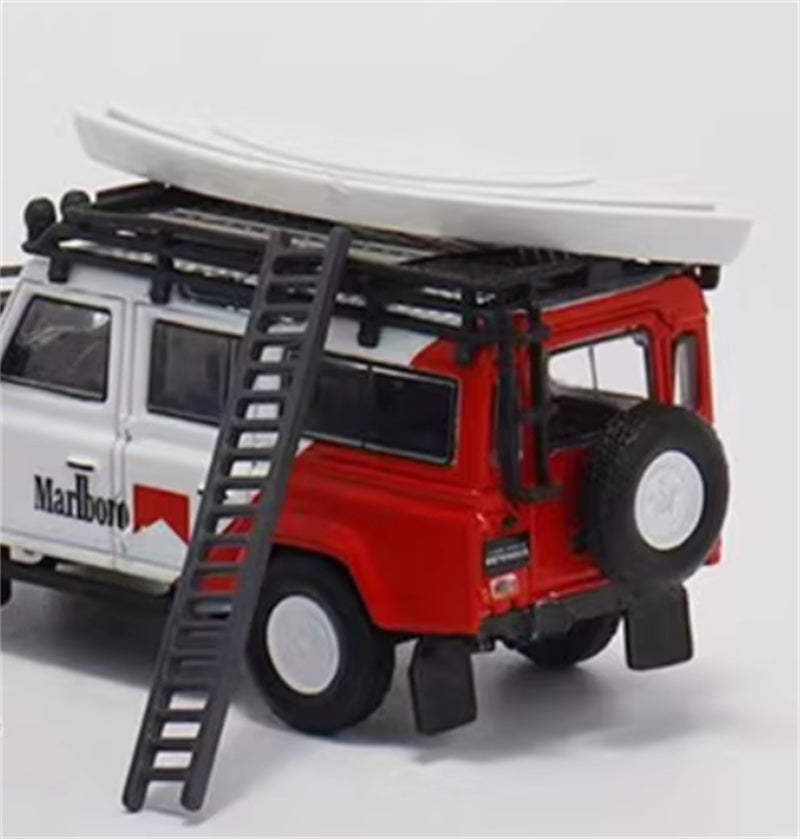 Master Land Rover Defender 110 Marlboro Painting With Accessories 1:64 Car Pre-built Airliner Model Display view5