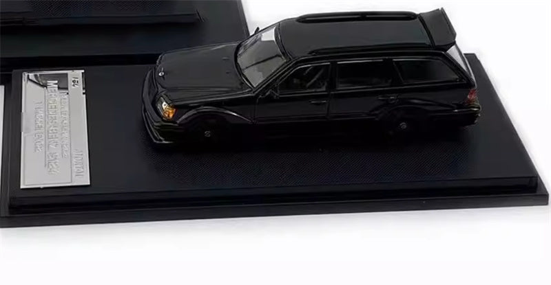 Mortal Mercedes Benz E-Class E300 station wagon S124 Black - Black Wheel HEC Exhibition Edition Limited Edition 1:64 Car Pre-built Model view3
