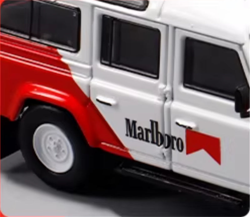 Master Land Rover Defender 110 Marlboro Painting Regular Edition 1:64 Car Pre-built Airliner Model Display view5