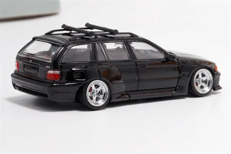 Mortal Third Generation BMW 3 Series E36 Four-Door Touring Black Lowered Version Limited Edition 499PCS ONLY 1:64 Car Pre-built Model view2