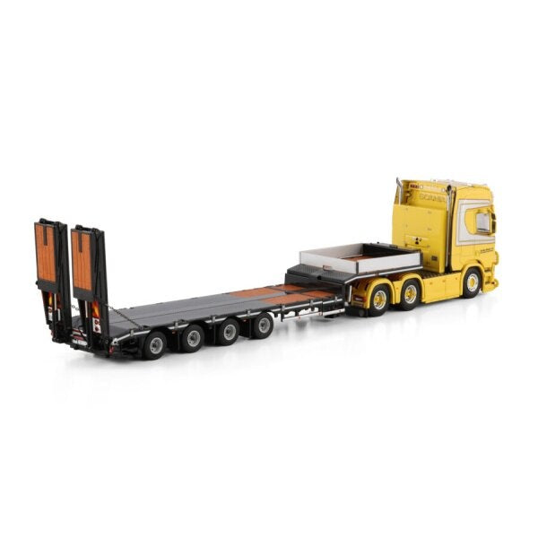 1:50 SCANIA NORDBO MASKIN R CR20H 6X4 SEMI LOW LOADER W/ RAMPS 4 AXLE WSI Diecast Model