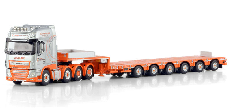 WSI  DAF XF SUPER SPACE CAB MY2017 8X4 NOOTEBOOM MANOOVR - 6 AXLE Global Crane Services 1:50 Truck Pre-built Model
