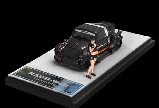 TIMEMICRO Volkswagen Beetle Black w/ Figure Edition Limited Edition 999PCS ONLY RWB RAUH-Welt 1:64 Car Pre-built Model view1