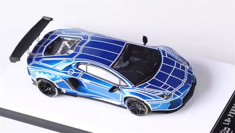 KING MODEL Lamborghini LP700 AVENTADOR Burst Pattern Luminous Edition Plated Blue 1:64 Car Pre-built Model view4