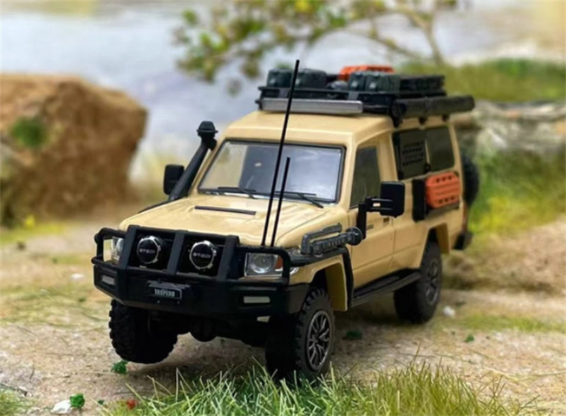 Autobots Models Toyota Land Cruiser LC78 J70 Off road modified version of personnel carrier light yellow 1:64 Truck Pre-built Model view1