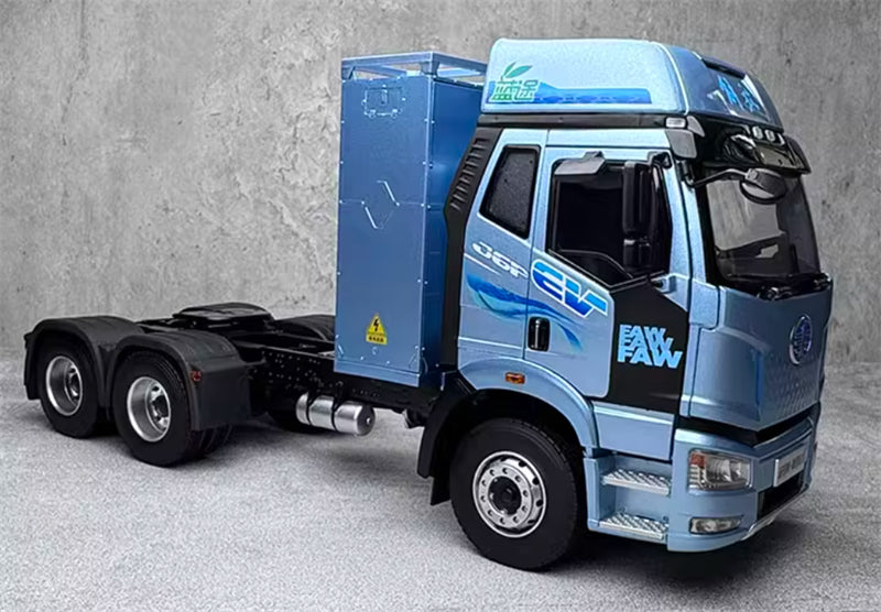 FAW Jiefang J6P Lantu New Energy Tractor Pure Electric Sky Blue 1:24 Truck Pre-built Model