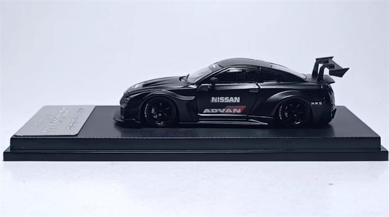 mymodelcollect Nissan 35GT-RR LBWK Limited Edition Matte Black ADVAN HKS 1:64 Car Pre-built Model view3