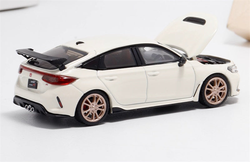 MOTORHELIX HONDA Civic Type R FL5 Racing Champion White Gold wheels 1:64 Car Pre-built Model view2