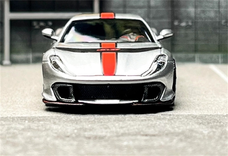 TOC Ferrari FE812C Coupe Sports ARGENTO NURBURGRING / FLUORESCENT RED 1:64 Car Pre-built Model