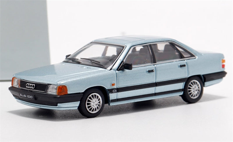 Rhino Model 1989 Audi 100 C3 silver blue 1:64 Car Pre-built Model view1