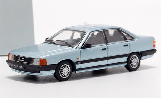 Rhino Model 1989 Audi 100 C3 silver blue 1:64 Car Pre-built Model view1