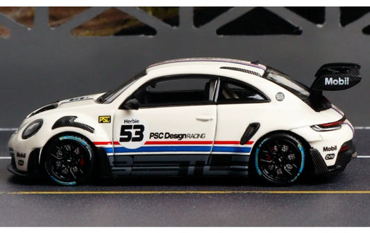 1:64 Volkswagen Beetle RS  milky white TimeMicro & PSC DESIGN Herbie #53 Herbie Tribute Edition DIECAST Model