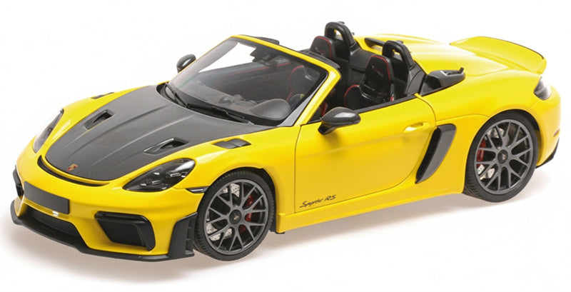 1:18 PORSCHE 718 SPYDER RS 2024 Yellow Carbon Cover  MINICHAMPS No Tail Wing Edition DIECAST Car Model