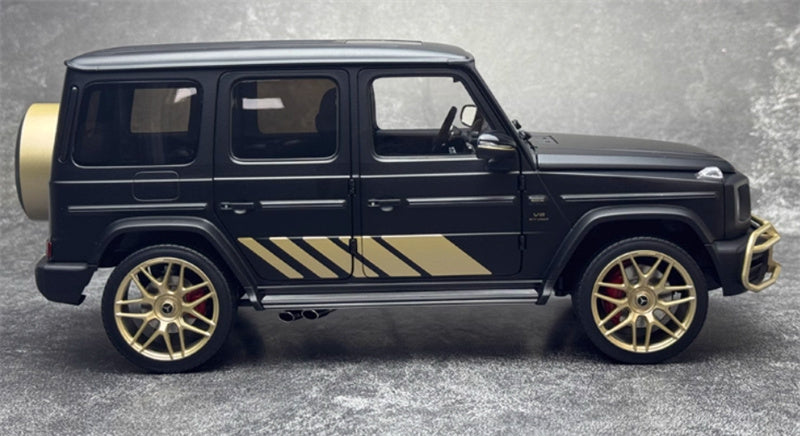 Almost Real Mercedes AMG G63 Grand Edition 2024 Dumb Black Gold Black interior with gold wheels 1:18 Truck Pre-built Model view6