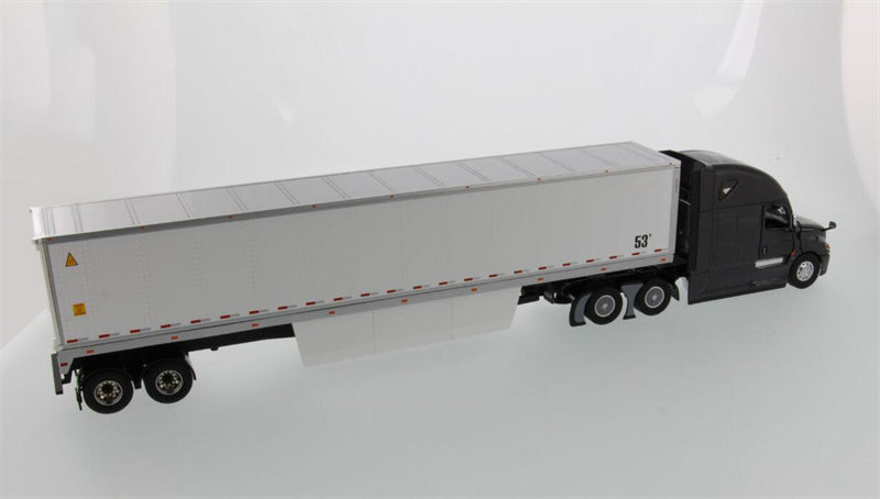 CATERPILLAR  Freightliner New Cascadia with 53′ Dry Cargo Van – Grey tractor + White trailer 1:50 Truck Pre-built Model