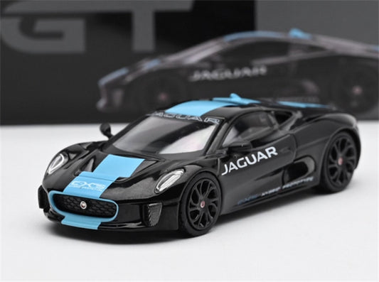 MINIGT Jaguar C-X75 Black blue stripe color box packaging 1:64 Car Pre-built Model view1