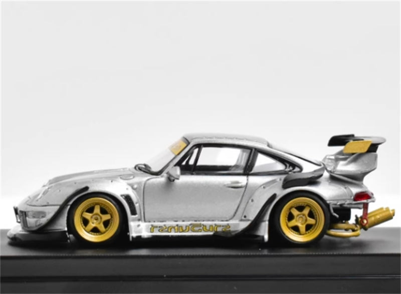 1:64 Porsche 911 RWB 993 Silver Grey with Gold Wheels SW DIECAST Limited Edition 499pcs ONLY Model