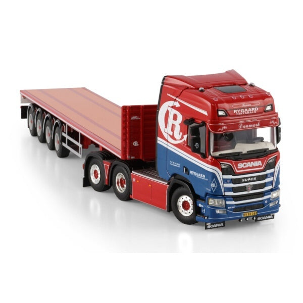 1:50 SCANIA RYGAARD R CR20H 6X2 FLATBED TRAILER 4 AXLE WSI   Diecast Model