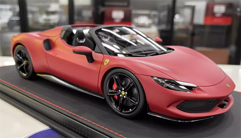 BBR MODELS Ferrari 296GTS convertible Matte Red Black Wheel Red caliper Leather base Limited Edition 1:18 Car Pre-built Model view8