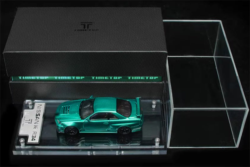 TIME TOP Nissan GTR R34 Metal Green Limited Edition 999PCS ONLY 1:64 Car Pre-built Model view6