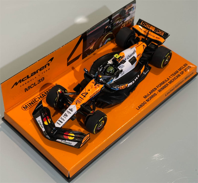 1:43 McLaren MCL39 Norris Winner Mexican 2025  MINICHAMPS Limited Edition 384PCS ONLY Resin Model