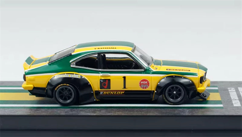 INNO64 MAZDA SAVANNA RX3 KATAYAMA Yellow # 1 1:64 car Pre-built Model view4
