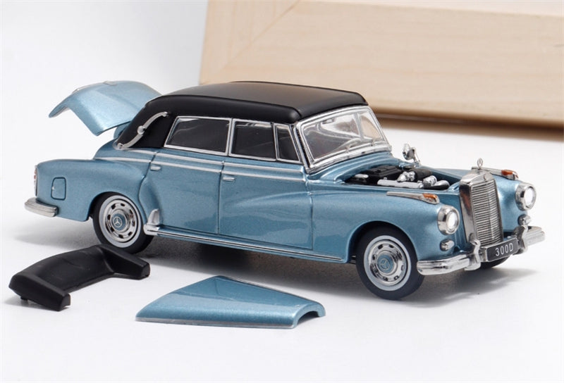 GFCC Mercedes Benz 300D 1959 Convertible Ice Blue LHD 1:64 car Pre-built Model view7