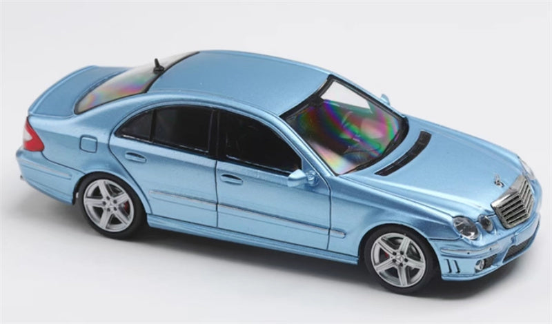 KING MODEL Classic Four-Eyed Mercedes-Benz E63 AMG W211 ice blue Limited Edition 599PCS ONLY 1:64 Car Pre-built Model view5