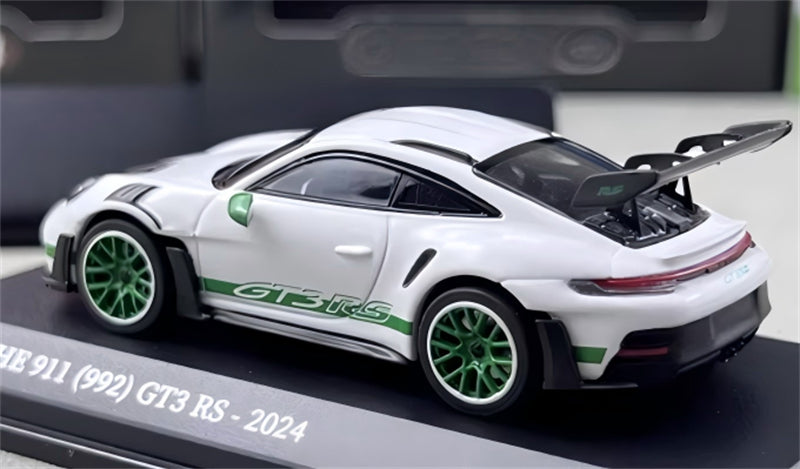 MINICHAMPS Porsche 911 GT3 RS 2024 White w/ Green Wheels Limited Edition 1000PCS ONLY 1:64 Car Pre-built Model
