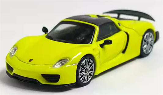 1:64 Porsche 918 Spyder fluorescent green Trends Hobby DIECAST Civil Car Model