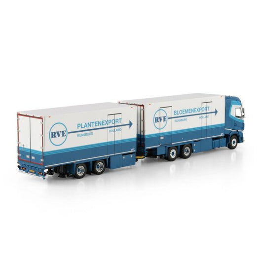 1:50 DAF RVE PLANTENEXPORT 6X2 REEFER DRAWBAR CENTRE-AXLED TRAILER 2 AXLE WSI Diecast Model