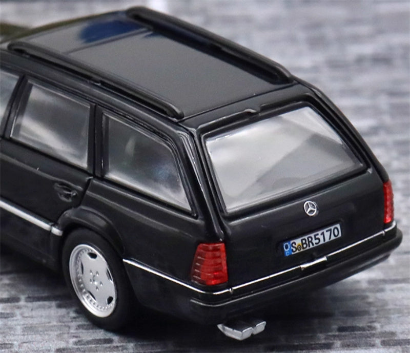 Mortal Mercedes Benz E-Class E300 station wagon S124 with 2 bicycles and luggage rack Black - Silver Wheel Regular Edition Limited Edition 599PCS ONLY 1:64 Car Pre-built Model view7