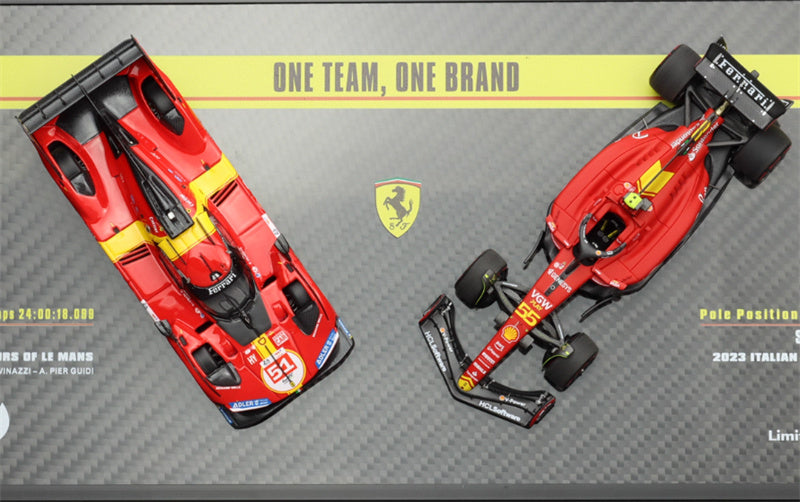 1:43 BBR MODELS Ferrari 499P # 51 Le Mans Champion & SF23 # 55 Monza GP 2023 LTD view3