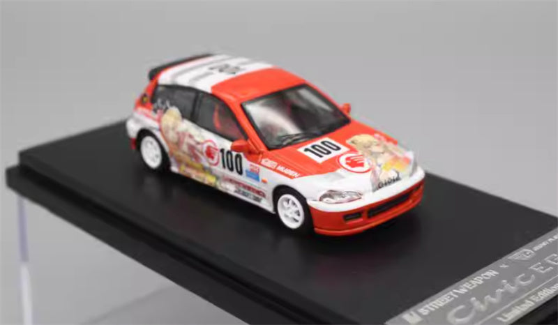 SW Honda Civic EG6 V2 White Wheel Limited Edition 499PCS ONLY 1:64 Car Pre-built Model view5