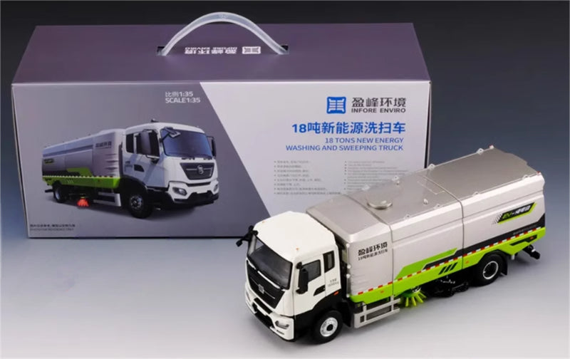 INE ENVIRO New energy 18 ton washing and sweeping vehicle Sand ash 1:35 Truck Pre-built Model