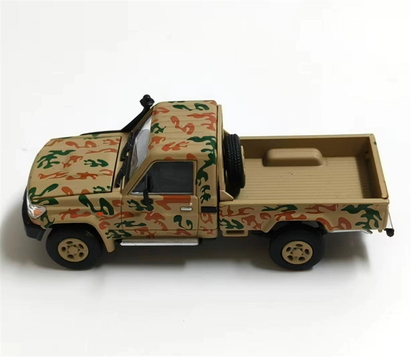 RHINO MODEL Toyota Land Cruiser LC79 Yellow Camo Pickup Truck Middle East Edition 1:64 Truck Pre-built Model view4