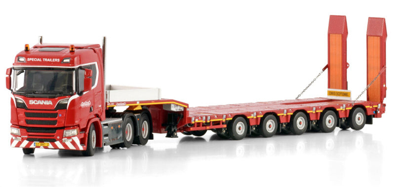1:50 WSI SCANIA R CR20N 6X4 MANOOVR W/ EXCAVATOR TROUGH 5 AXLE