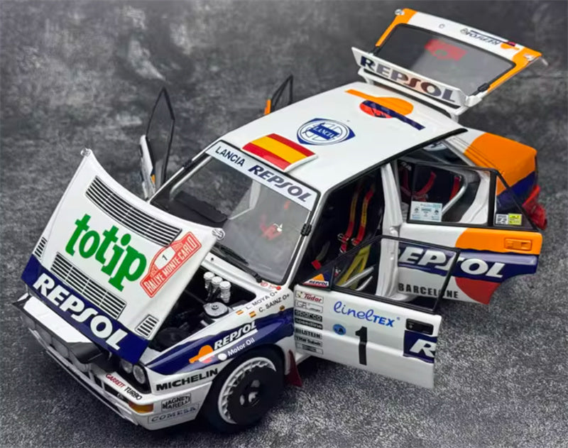 Kyosho Lancia Delta HF Integrale sainz 1993 Monte Carlo #1 totip REPJOL CunelTex MICHELIN MHAGNET MARELL COMESA BARCELONE 1:18 Car Pre-built Model view9