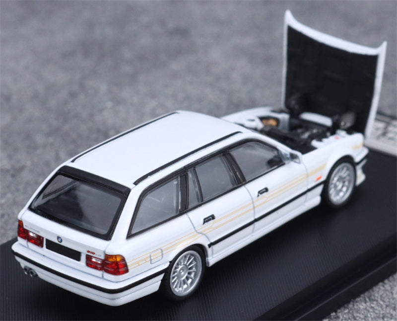 Mortal BMW E34 ALPINA B10 TOURING 5 Series wagon Pearl white Gold Strip Limited Edition 699PCS ONLY 1:64 Car Pre-built Model view3