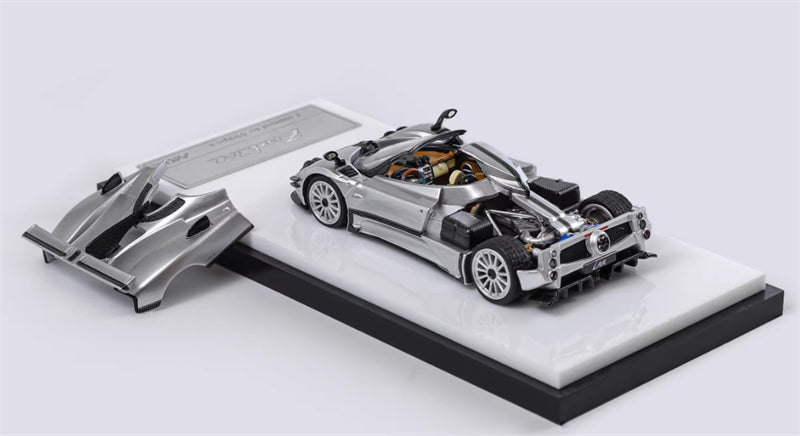 HKM Premium Pagani Zongta 760 Convertible Silver Limited Edition 999PCS ONLY 1:64 Car Pre-built Model view4