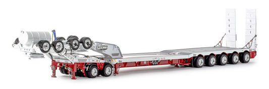 Drake  White Red 5x8 Swingwing Drop Deck + 2x8 Dolly 1/50 DIECAST Truck