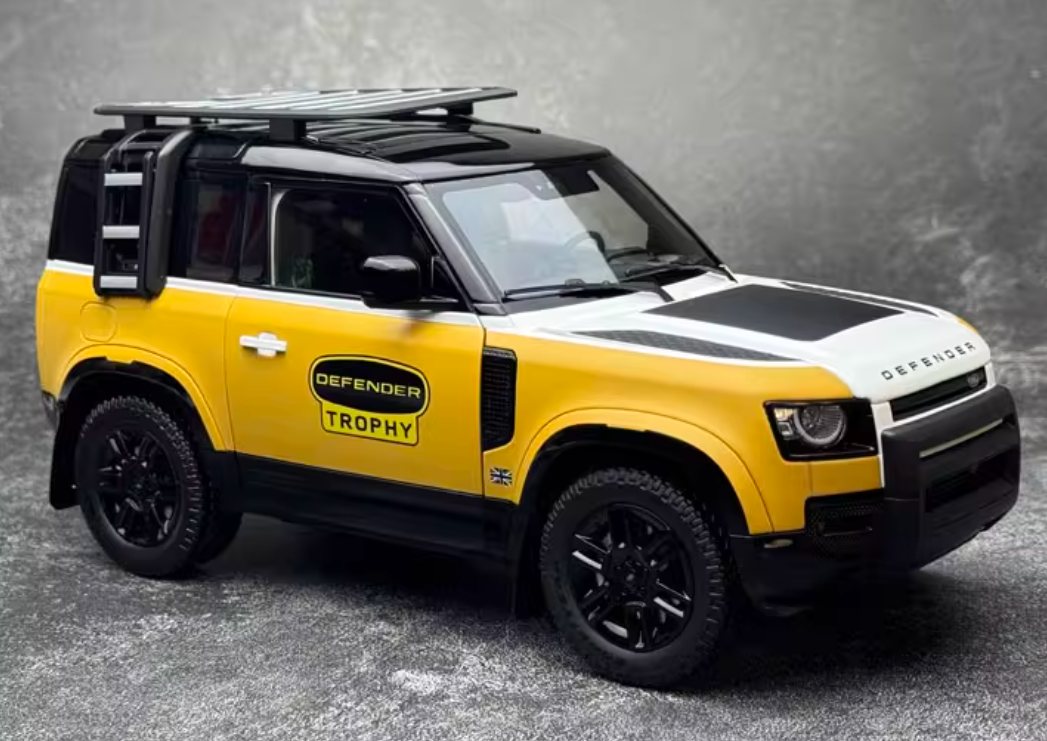 Almost Real 2023 Land Rover Defender 90 Trophy Yellow White 1:18 Car Pre-built Model view6